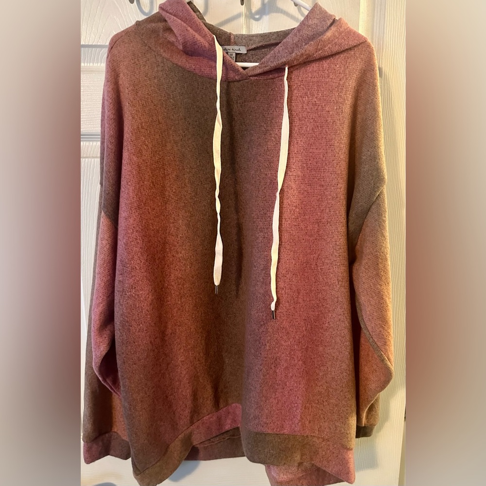 New WHITE BIRCH Pink/ Brown Ombre’ Hoodie~ 1X